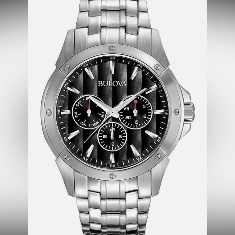 Bulova Silver and Black Men's Watch